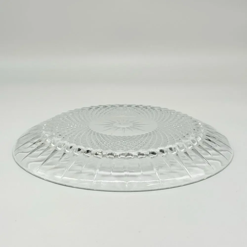 Vintage Arcoroc Diamant Starburst Clear Glass 10” Round Serving Platter Plate